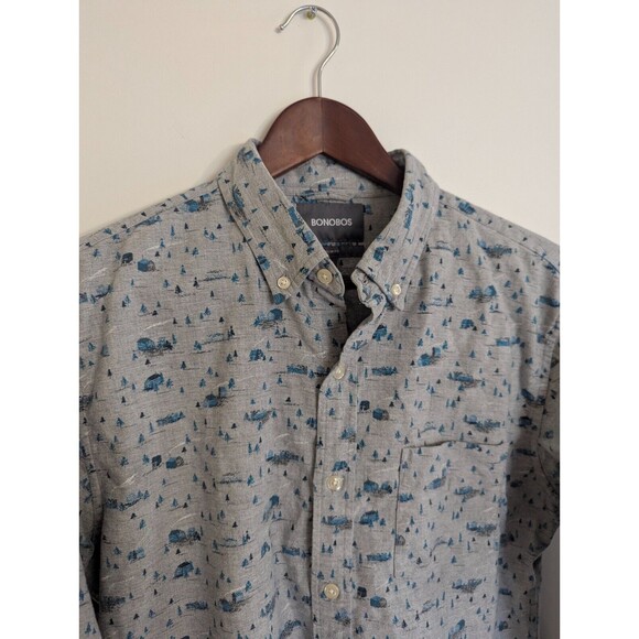 Bonobos Slim Fit Medium Button Down Long Sleeve Shirt Tree Town Graphic Mens M - Picture 3 of 12
